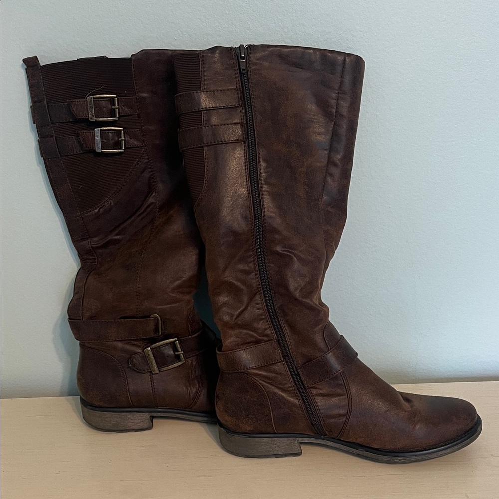 Bare Trap Brown Leather Heeled Boots - Picture 5 of 6